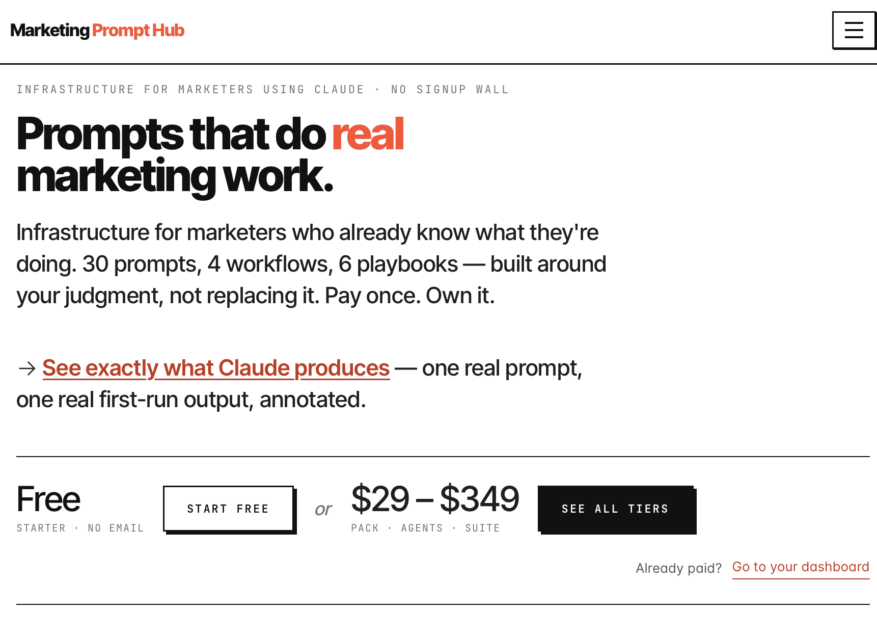 Marketing Prompt Hub screenshot